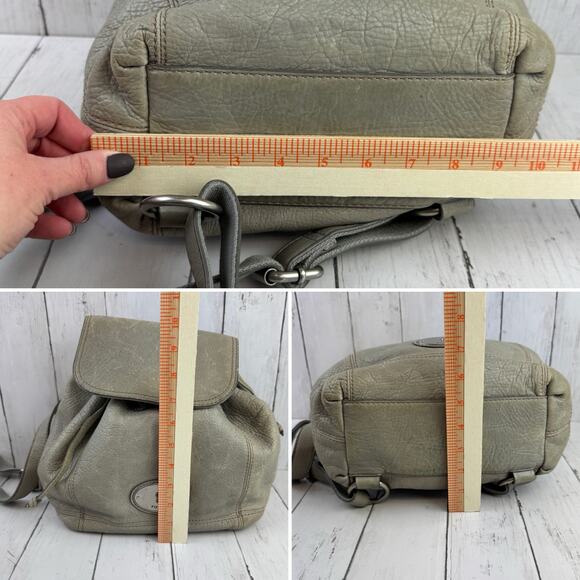 VTG Fossil Gray Pebbled Leather Maddox Distressed 1954 Keyhole Key Backpack Bag - Picture 14 of 14